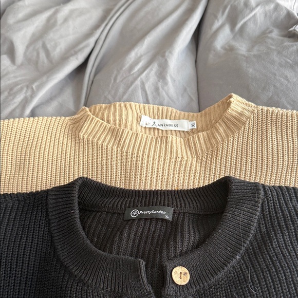 Sweaters - Black and Tan Knit Sweaters Two sweaters
